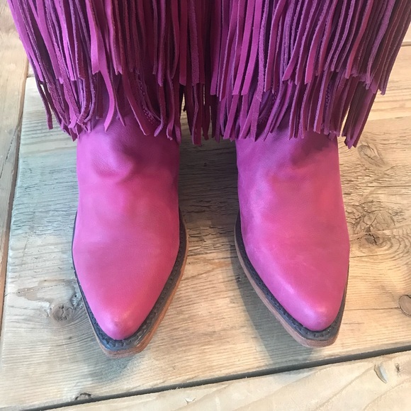 Liberty Black Vegas Raspberry Fringe Cowboy Boots Size 8.5 - Picture 2 of 10